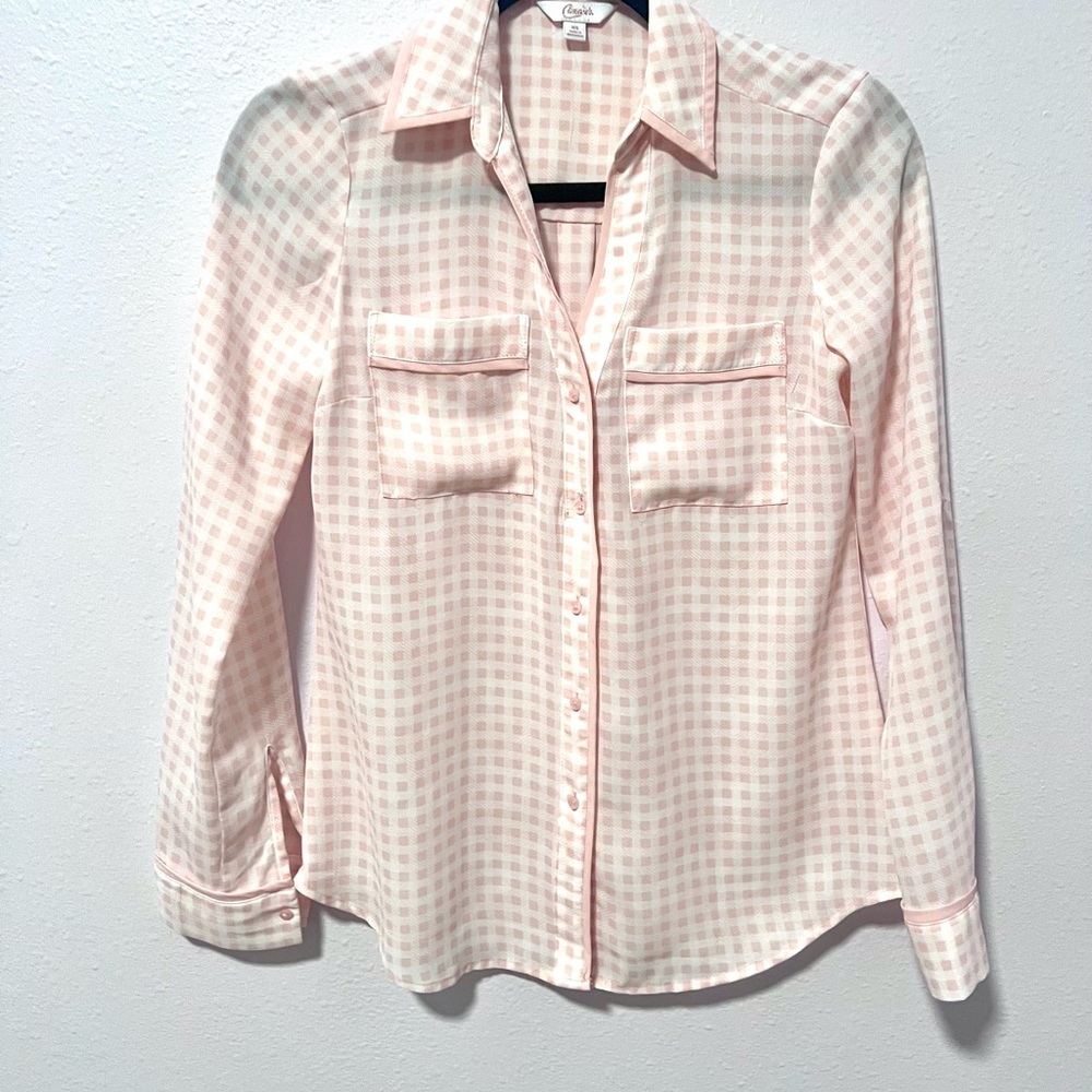 Pink Checkered Button-Up Shirt Y2K XS